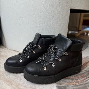 Ganni Black Winter Boots with Lace-Up Design size 38